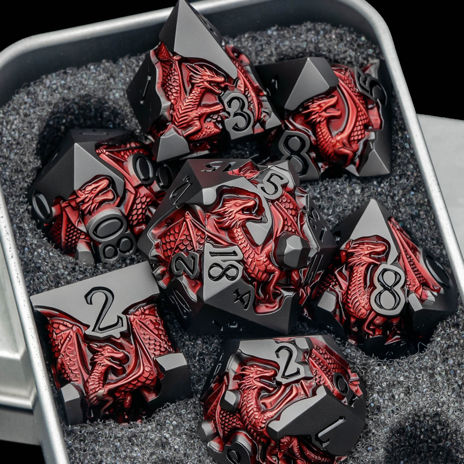 Board Game Dungeons And Dragons - Drachen-Würfelset für Rollenspiele, Metall-Würfelset für D&D