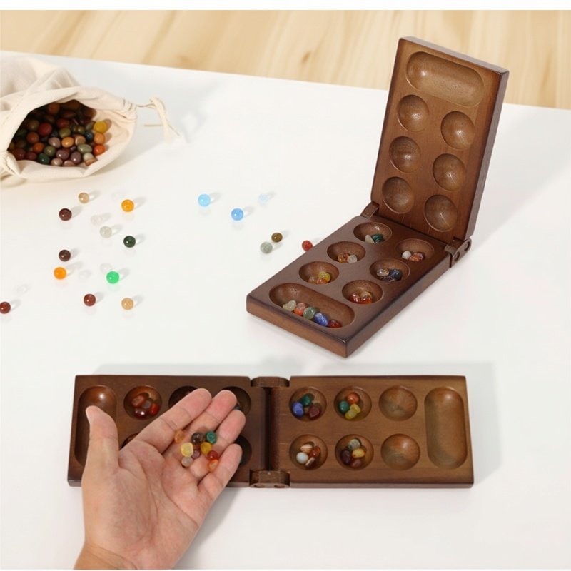 Board Game Fun - Antikes Mancala-afrikanisches Schachspiel, unverzichtbares Brettspiel, gefertigtes