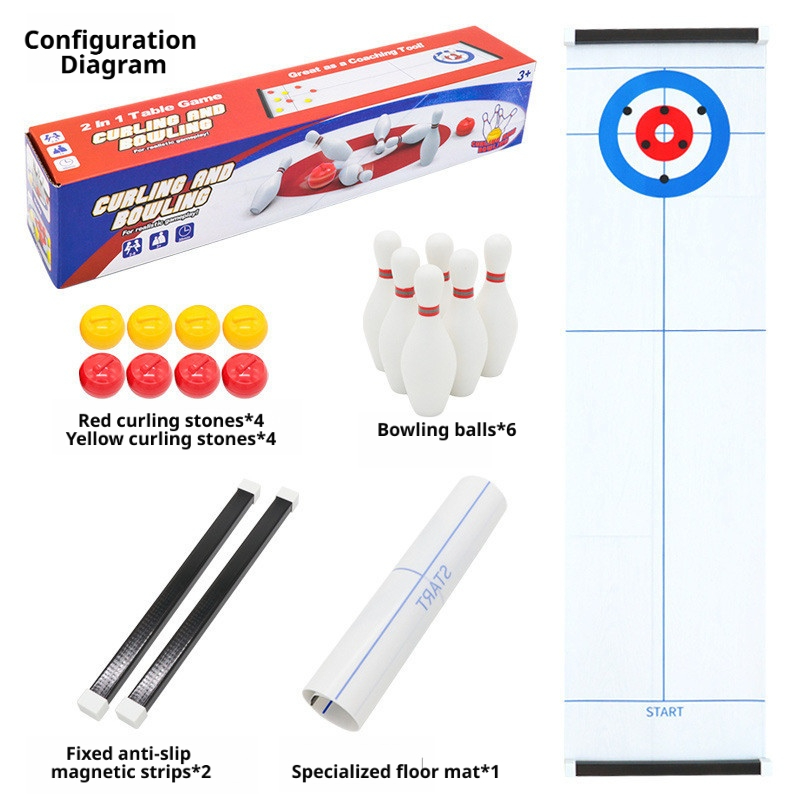 Board Game Electronic Table - Neues Mini-Curling- und Bowling-Tischspiel, interaktives Indoor-Brettspiel