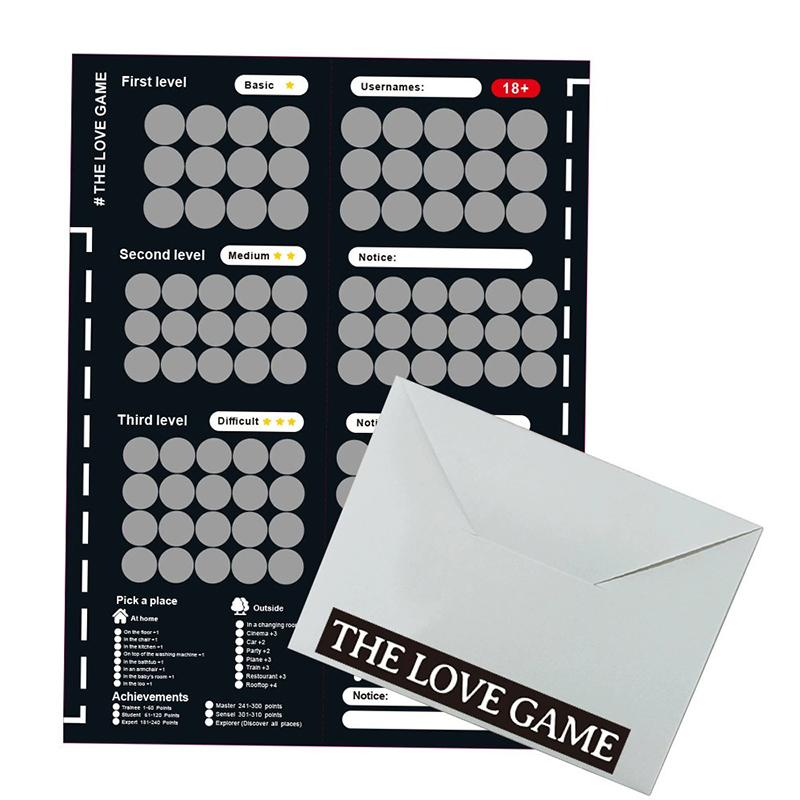 Board Game Unmatched - 100 Sex-Positions-Spiel für Paare, Sex-Positions-Rubbelkarten-Poster, Liebesspiel,