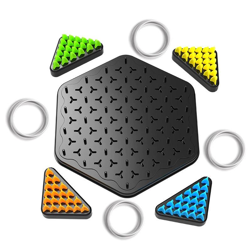 Board Game Sequence - Ketten-Dreieck-Schach Gummiband-Spiel für Kinder, Wettbewerbsspiel, Familienparty,
