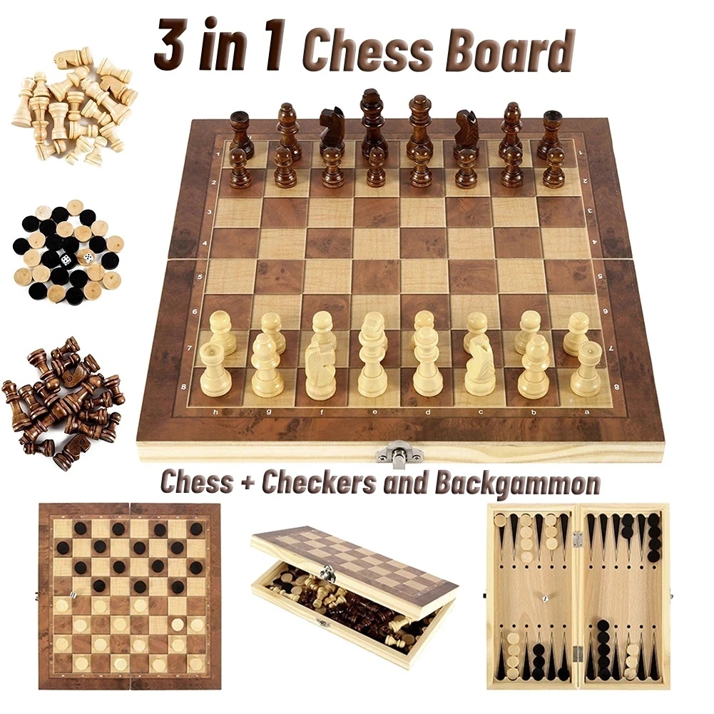 3-in-1 Holz-Dame-Backgammon-Sc – Board Game Vantage Bewertung und Preis